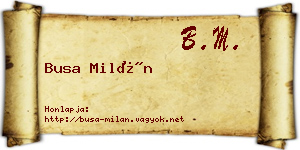 Busa Milán névjegykártya